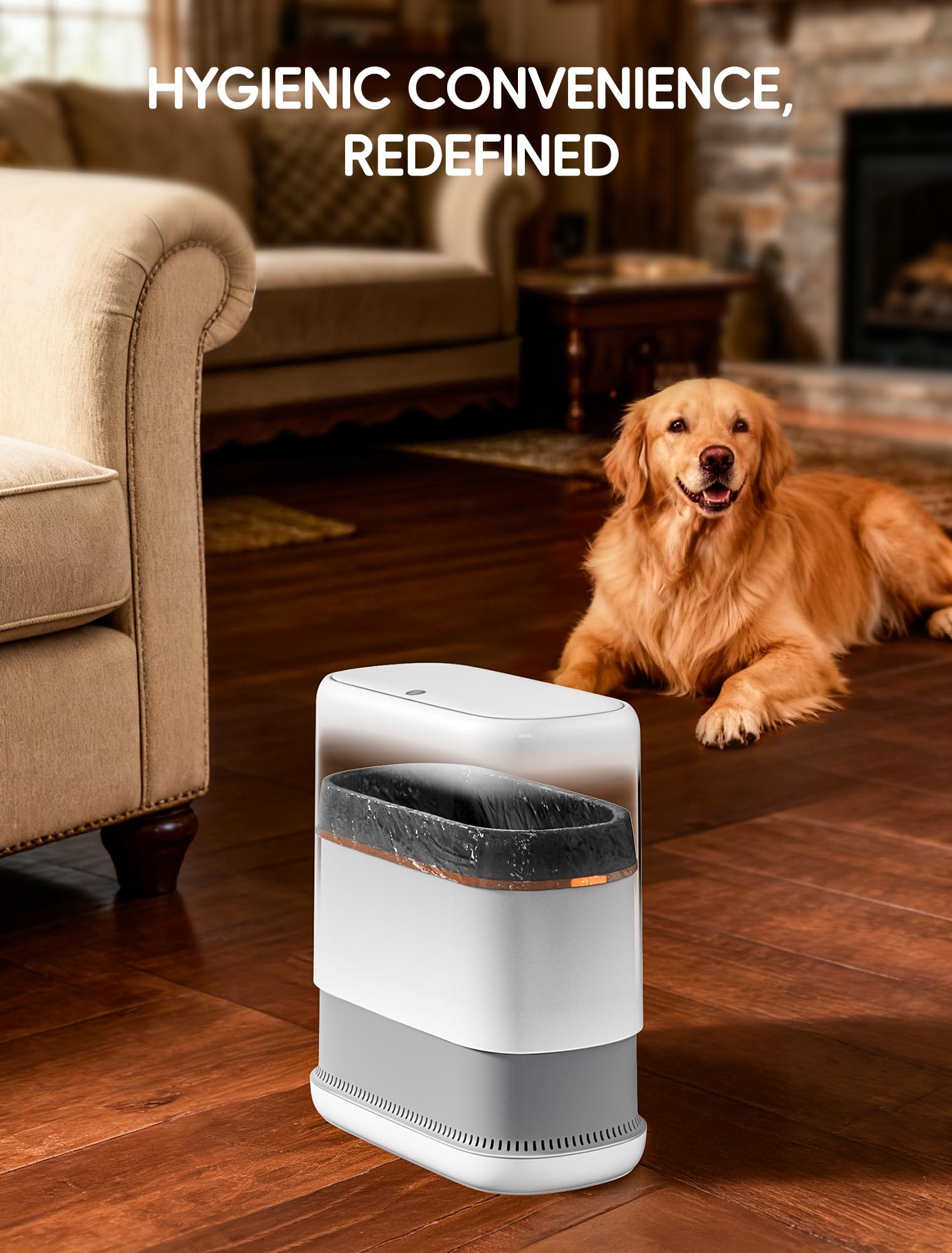 LEGUO press-top lid waste bin opens quietly for easy daily disposal.