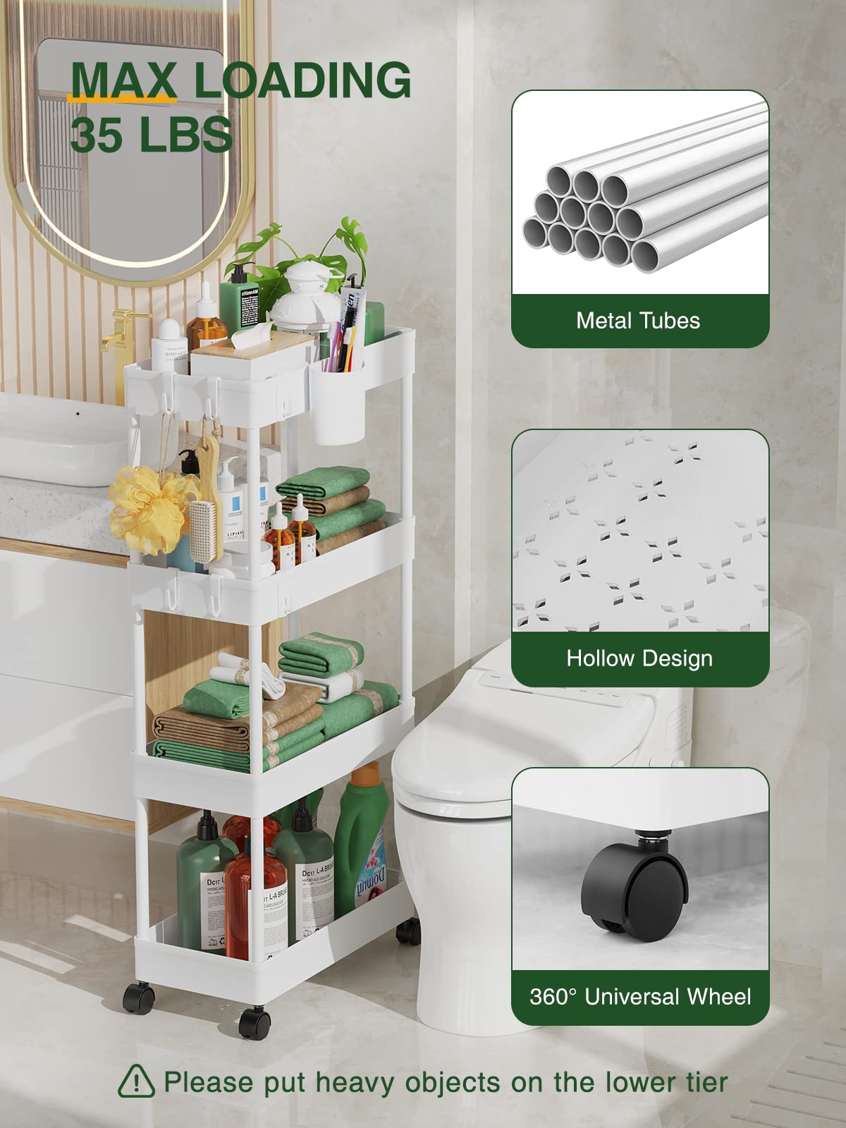 LEHOM adjustable shelves adapt to 2 or 3 levels for versatile use.