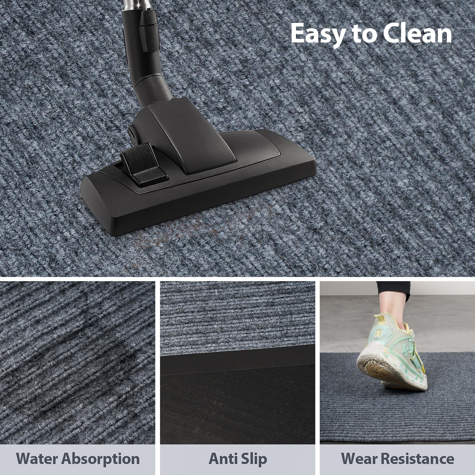 Lehom MYOYAY carpet runner, gray 3x10 feet, long hallway coverage with cohesive look.