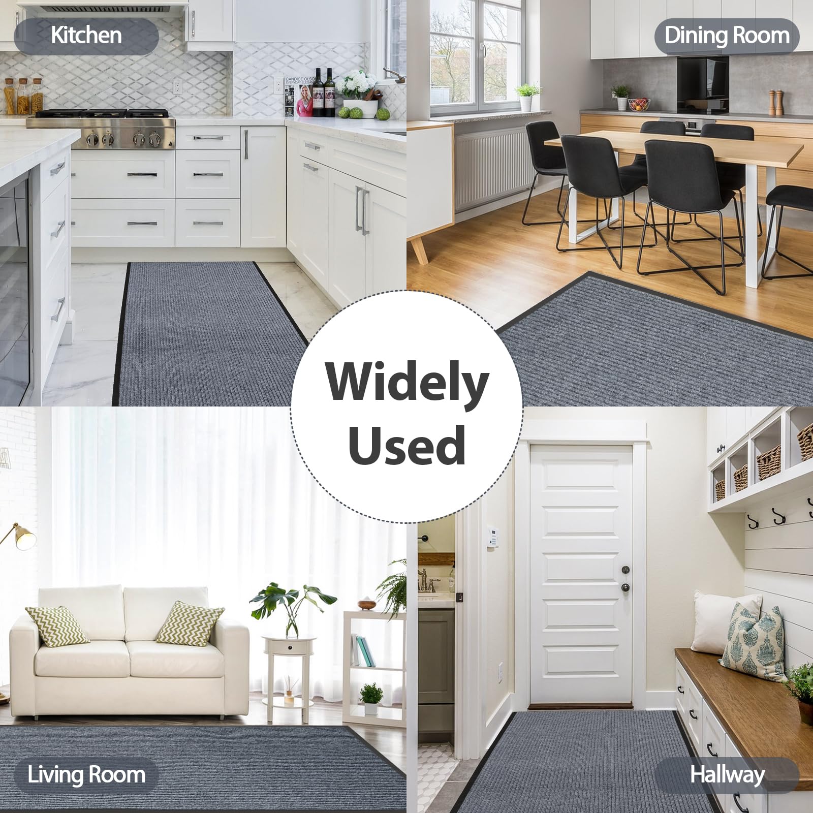 Lehom MYOYAY carpet runner, gray easy cleaning, quick rinse for freshness after spills.