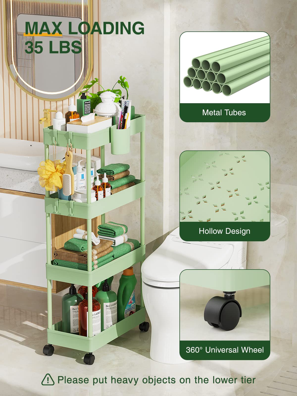 LEHOM adjustable shelves tailor space for clearance and weight distribution.