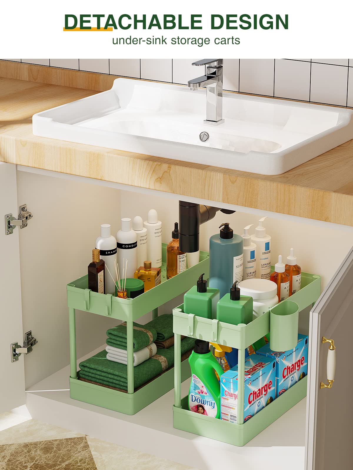 LEHOM includes hanging cup and four hooks for extra storage.