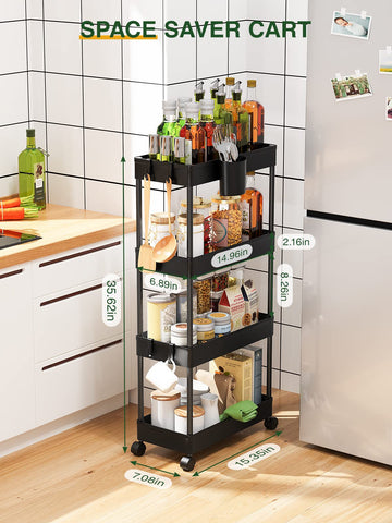 LEHOM Mobile storage cart ideal for kitchen organization.