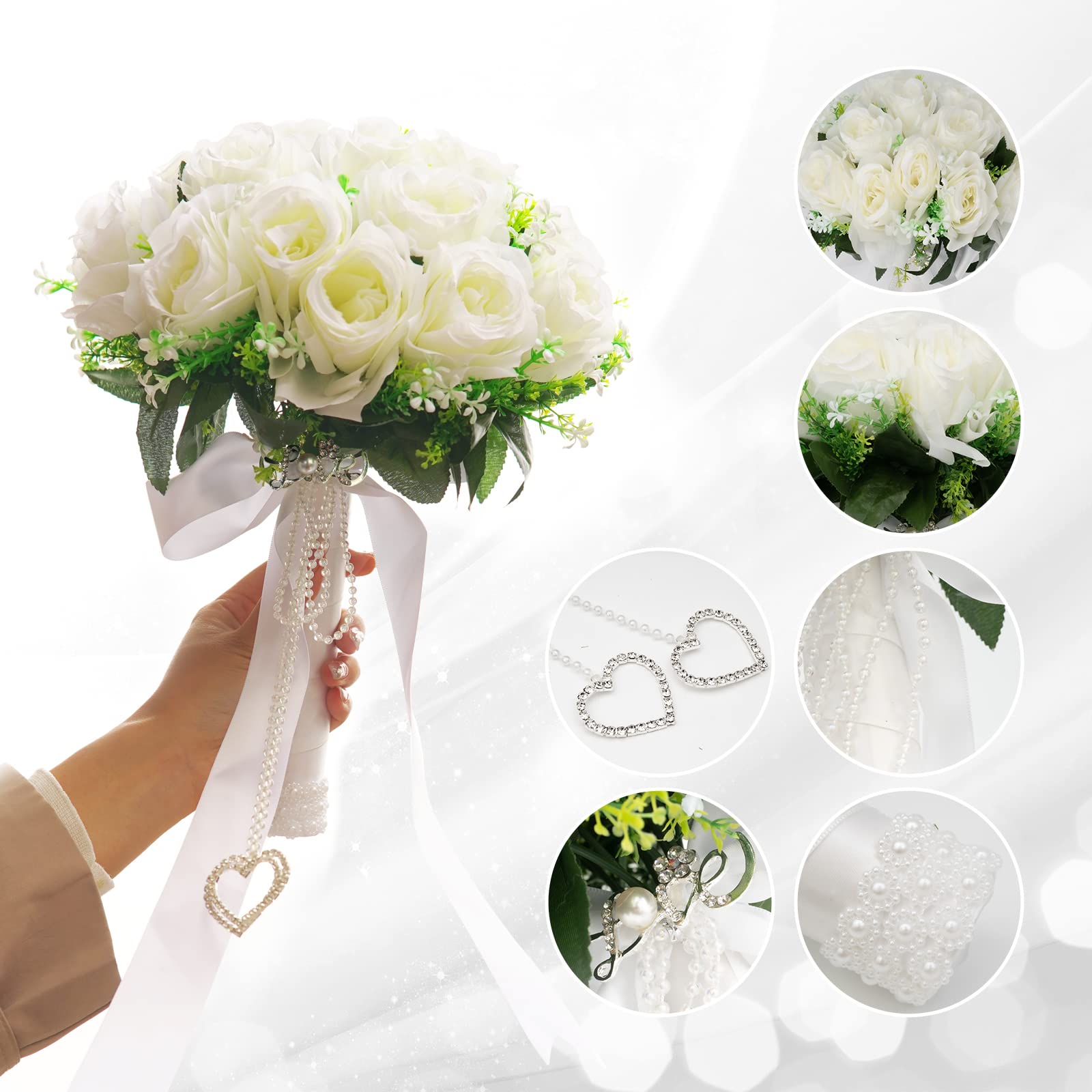 LEIFENY silk ribbon with love detail bouquet adds romantic sparkle