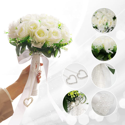 LEIFENY silk ribbon with love detail bouquet adds romantic sparkle