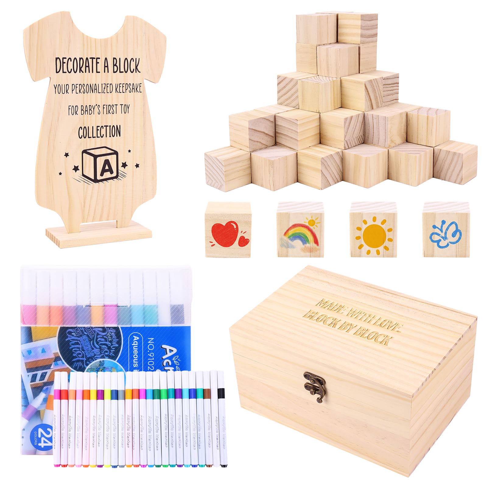 LEIFEOSH baby shower blocks for guest messages and keepsakes