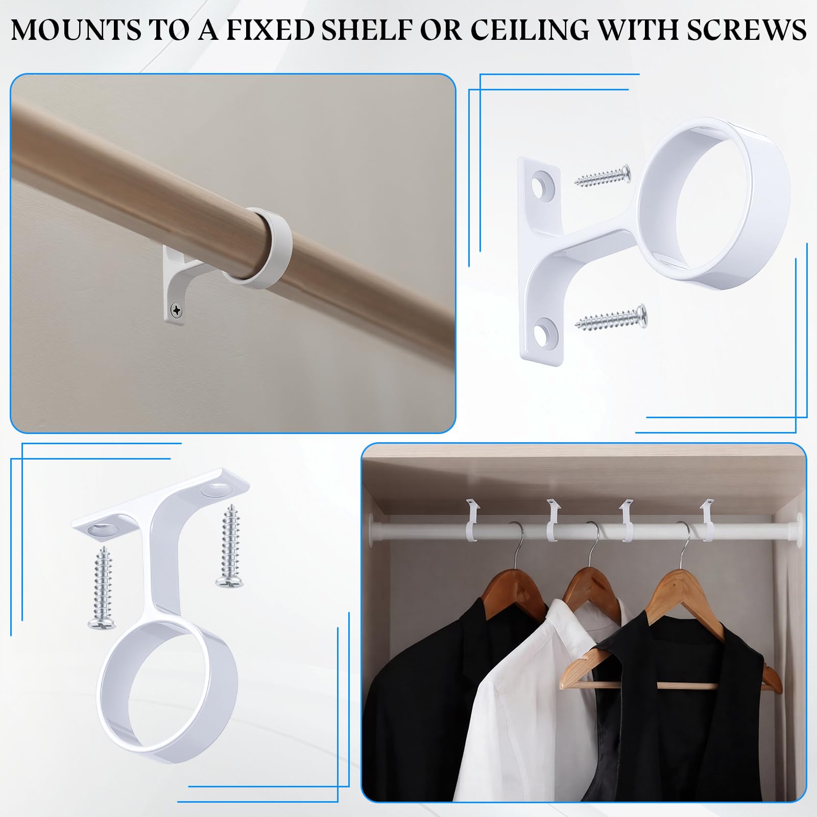 LEIFIDE brackets shown in residential and commercial wardrobe applications
