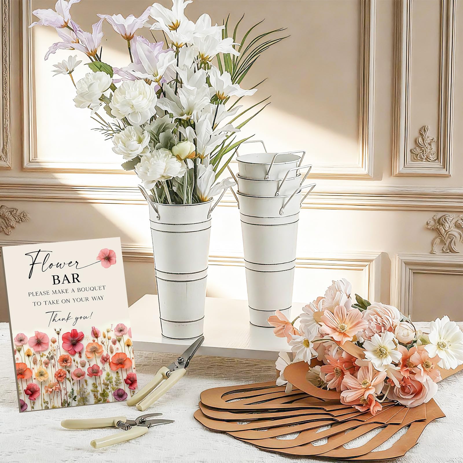 LEIFIDE Flower Bar Buckets Paper Bags for guest take-home bouquets