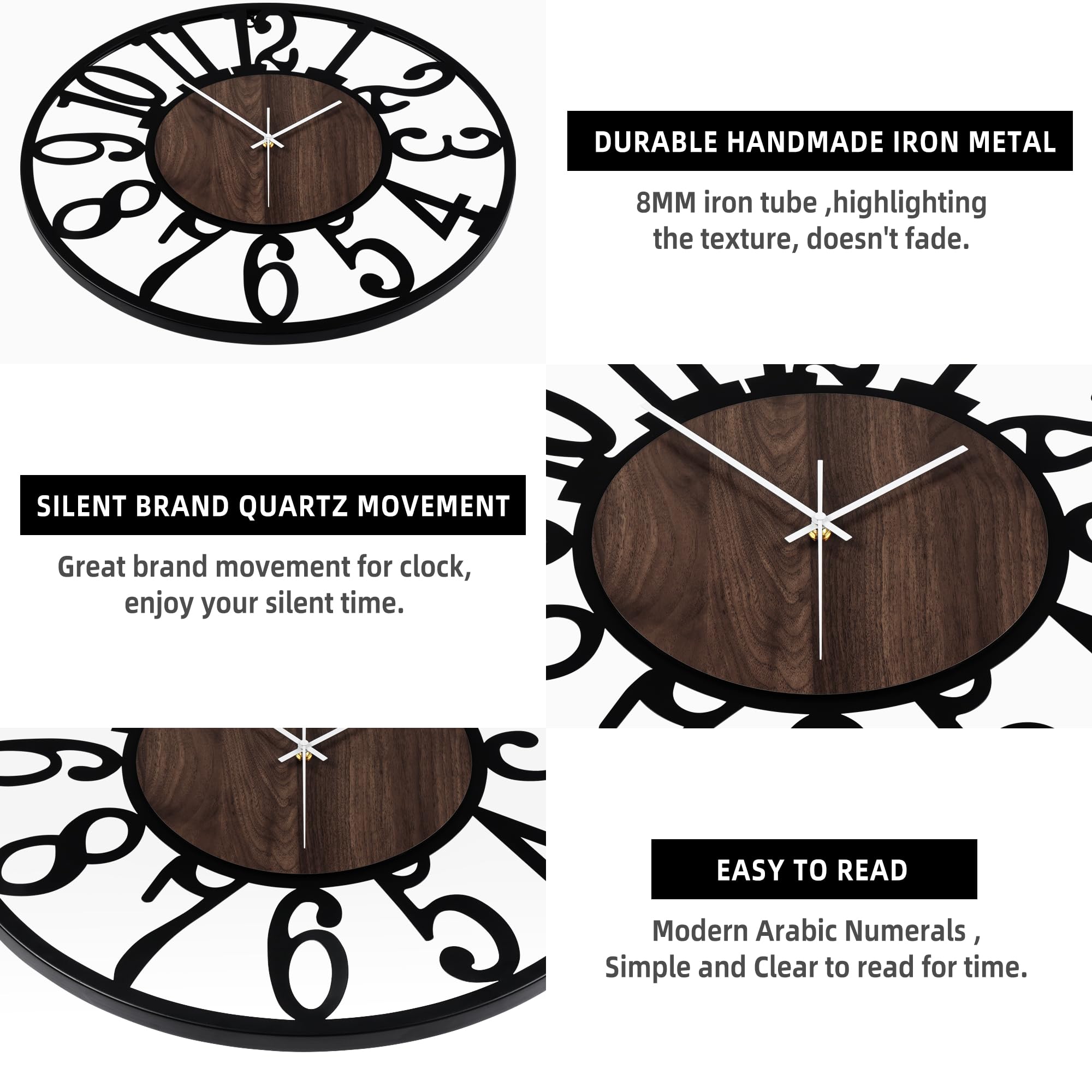 LEIKE 16-inch round clock serves as a modern wall decor centerpiece.