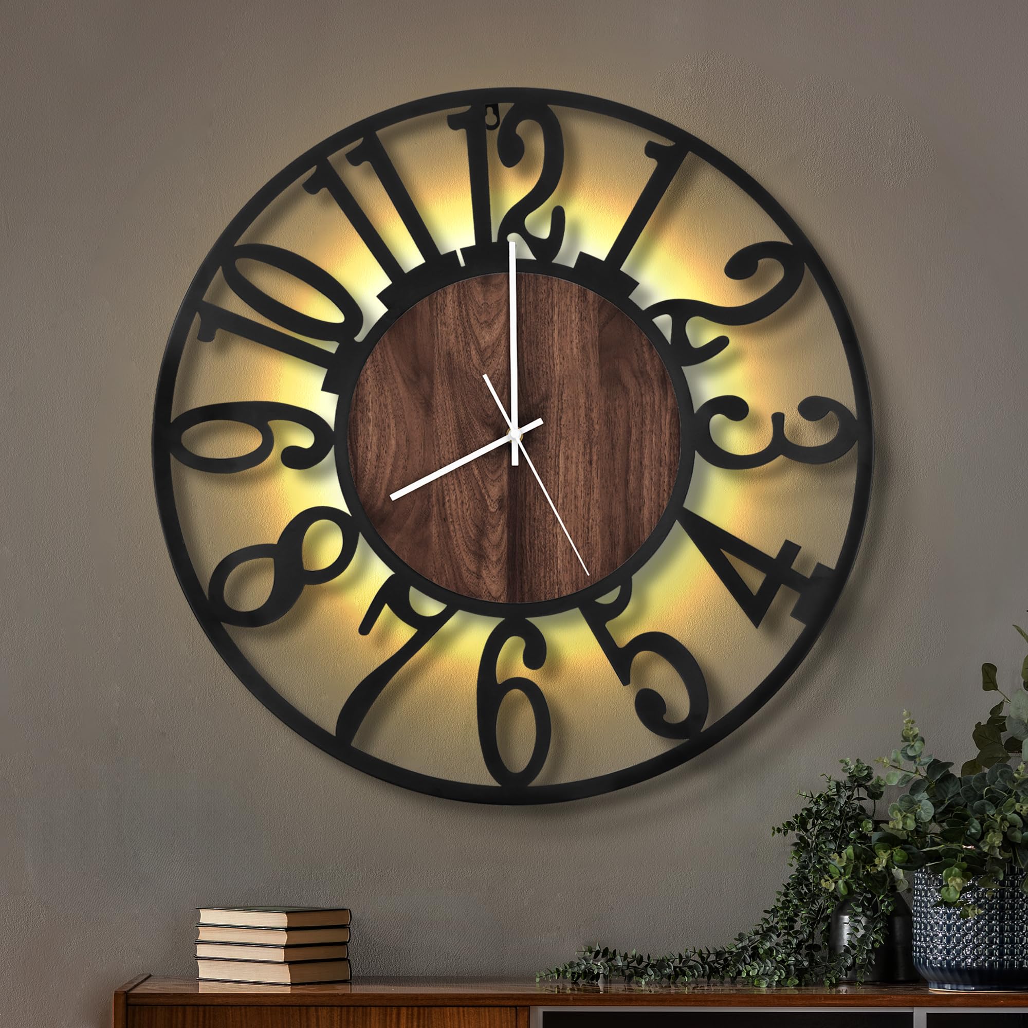 LEIKE large wall clock with night light for easy nighttime viewing