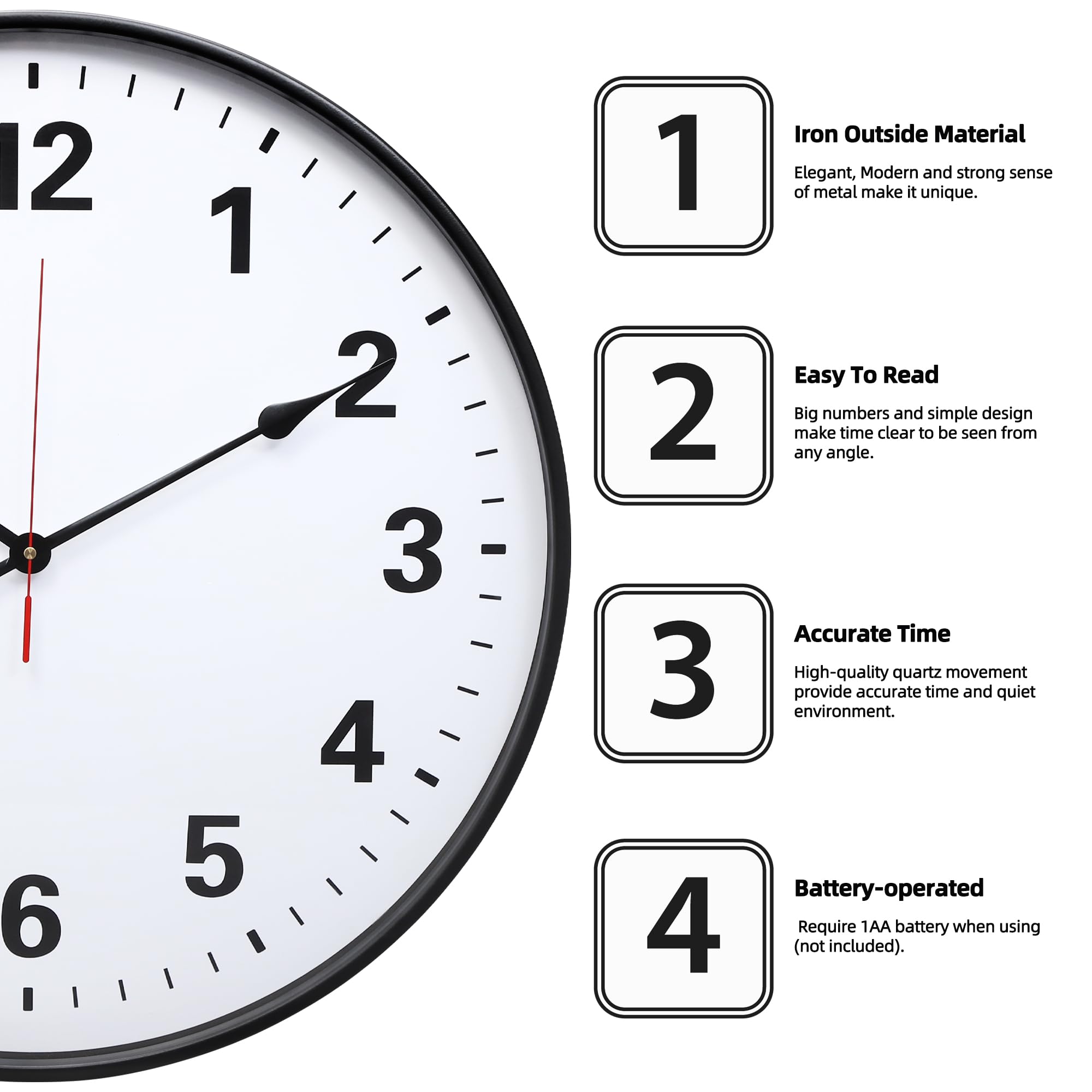 LEIKE silent sweep clock with anti-tick movement for peaceful bedrooms.