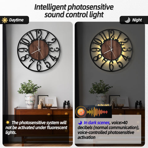 LEIKE wood-face clock in 20-inch size adds rustic modern style to your space