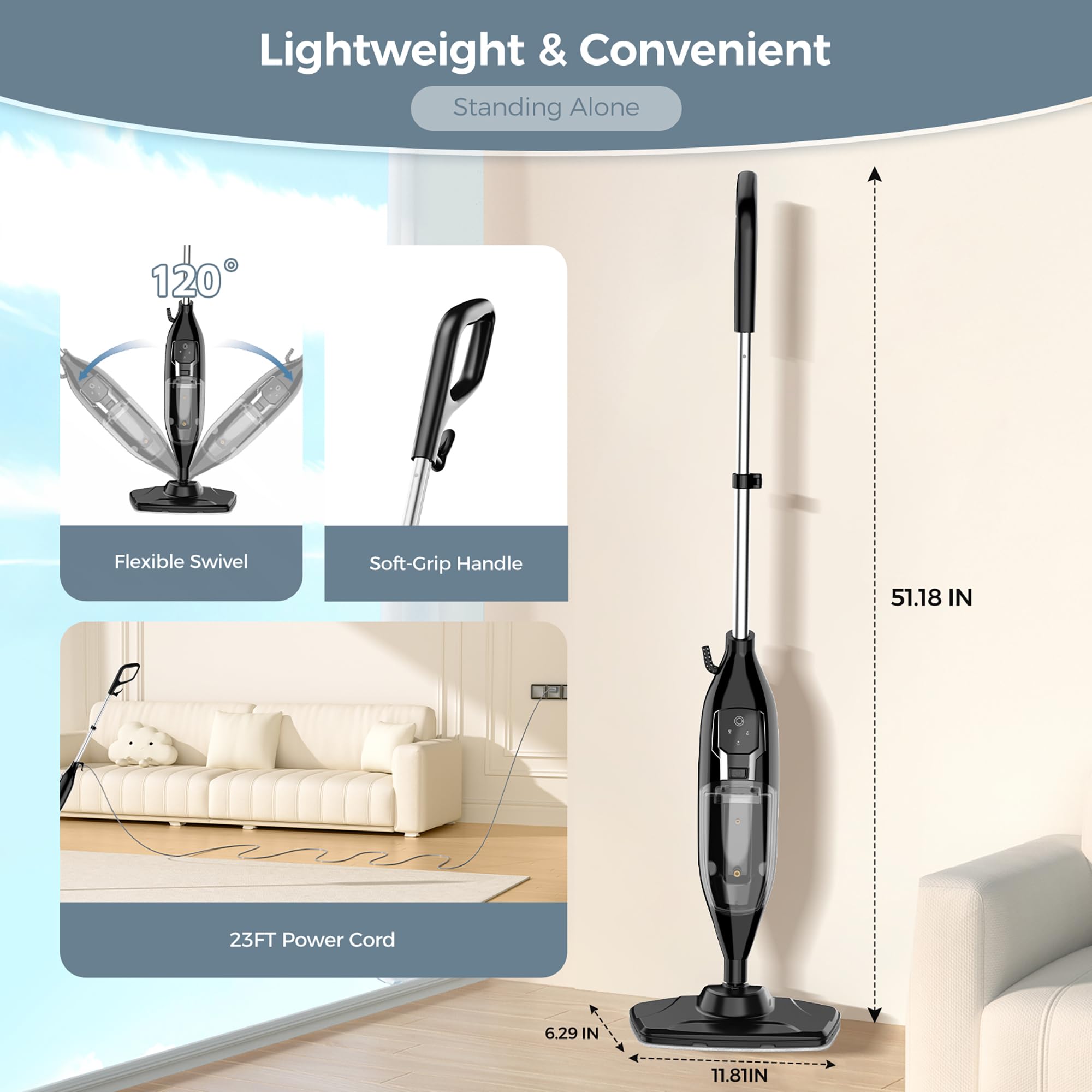 Leiksen steam mop hardwood floor clean demonstrates chemical free cleaning power