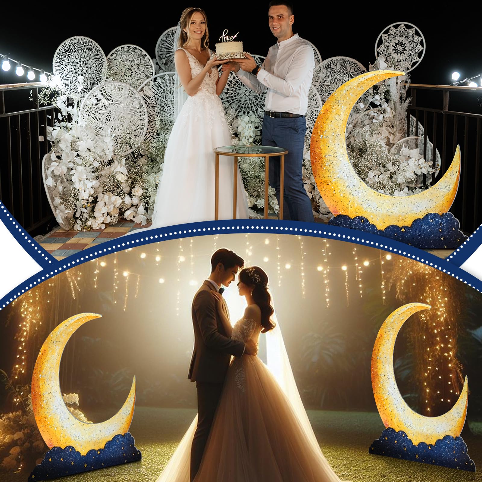 Leinuosen moon backdrop decoration for birthday parties creating a magical atmosphere.