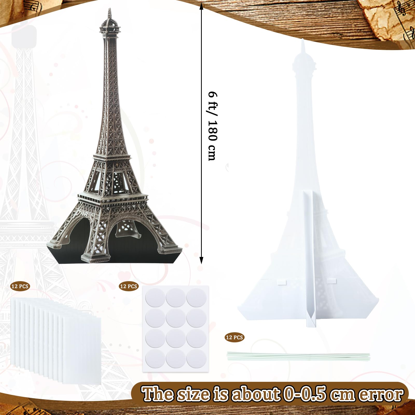 Leinuosen Eiffel Tower connecting rods; 12-pack for stable upright display
