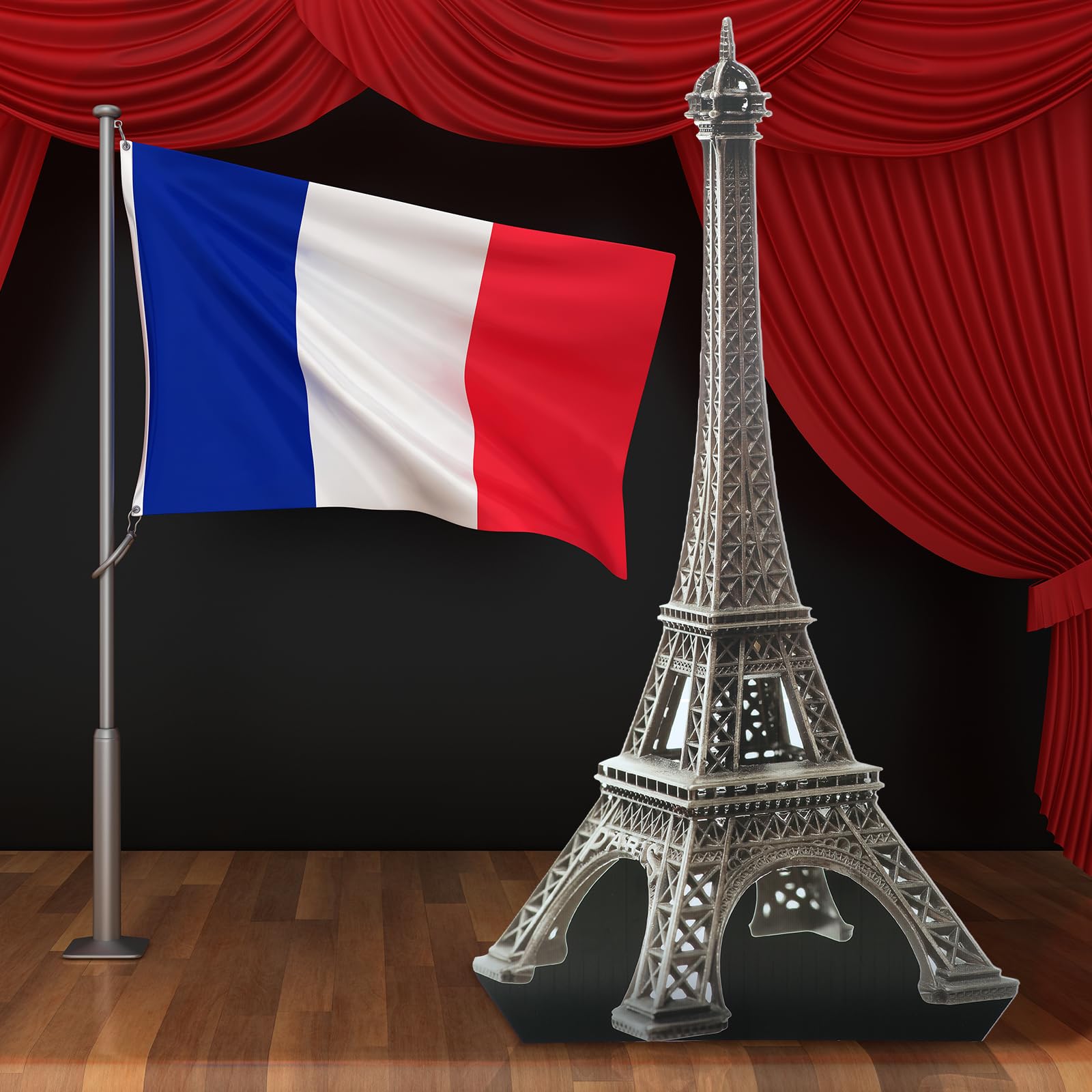 Leinuosen Eiffel Tower detail shot; highlights iconic silhouette for decor