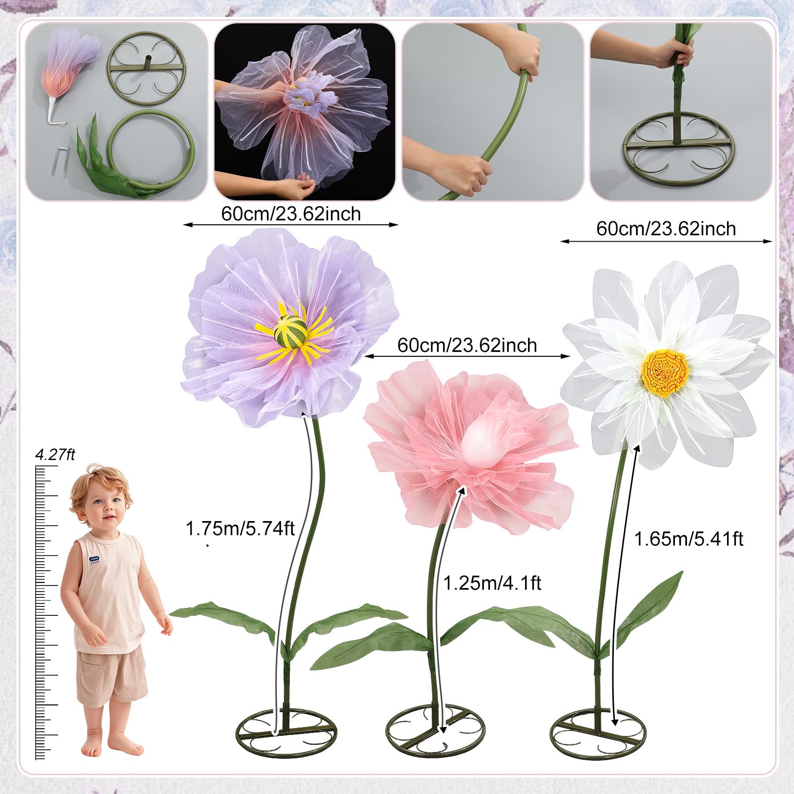Leinuosen giant mesh purple flower on a stand adds dramatic color to events