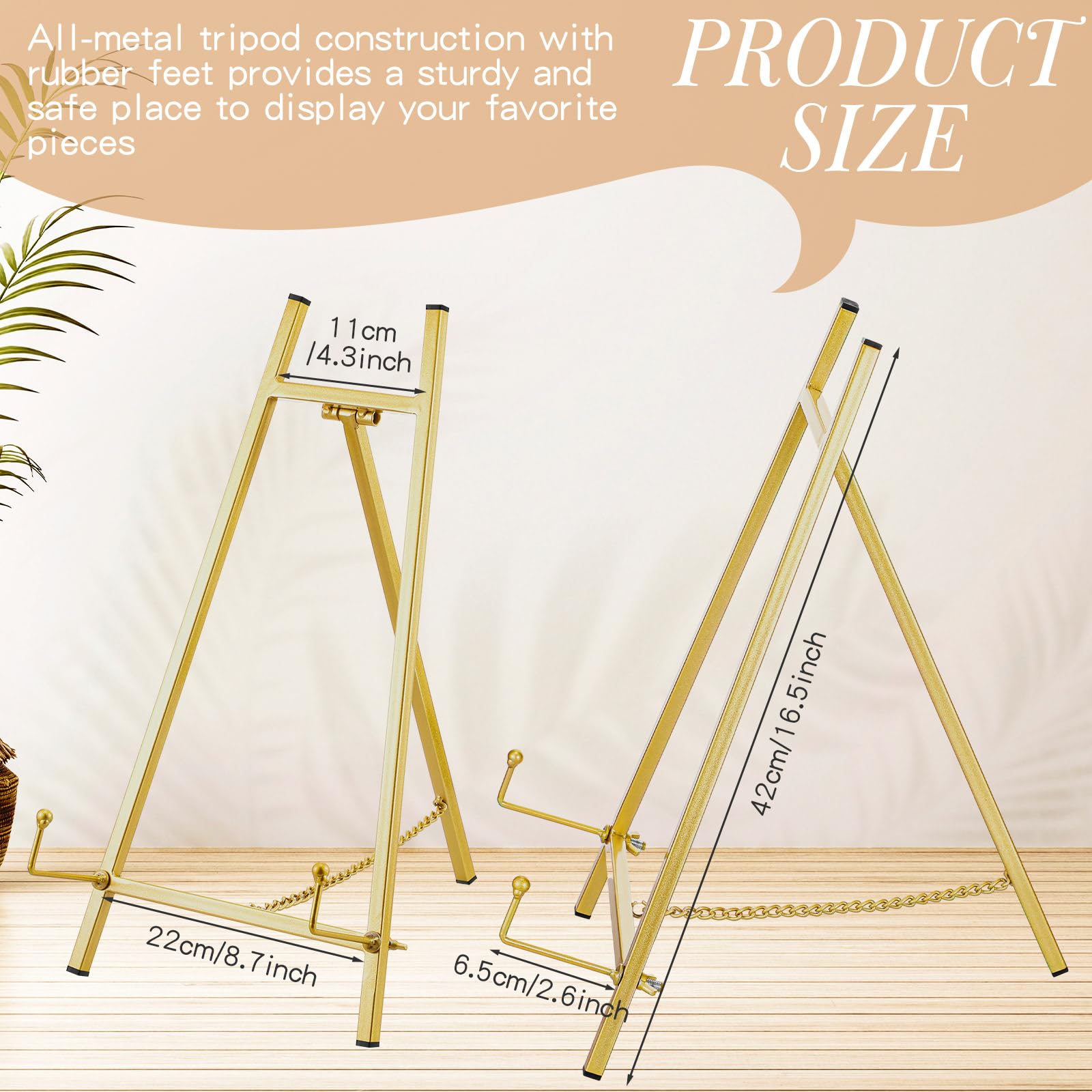 Leinuosen tabletop easel on desk elevates photos and art.