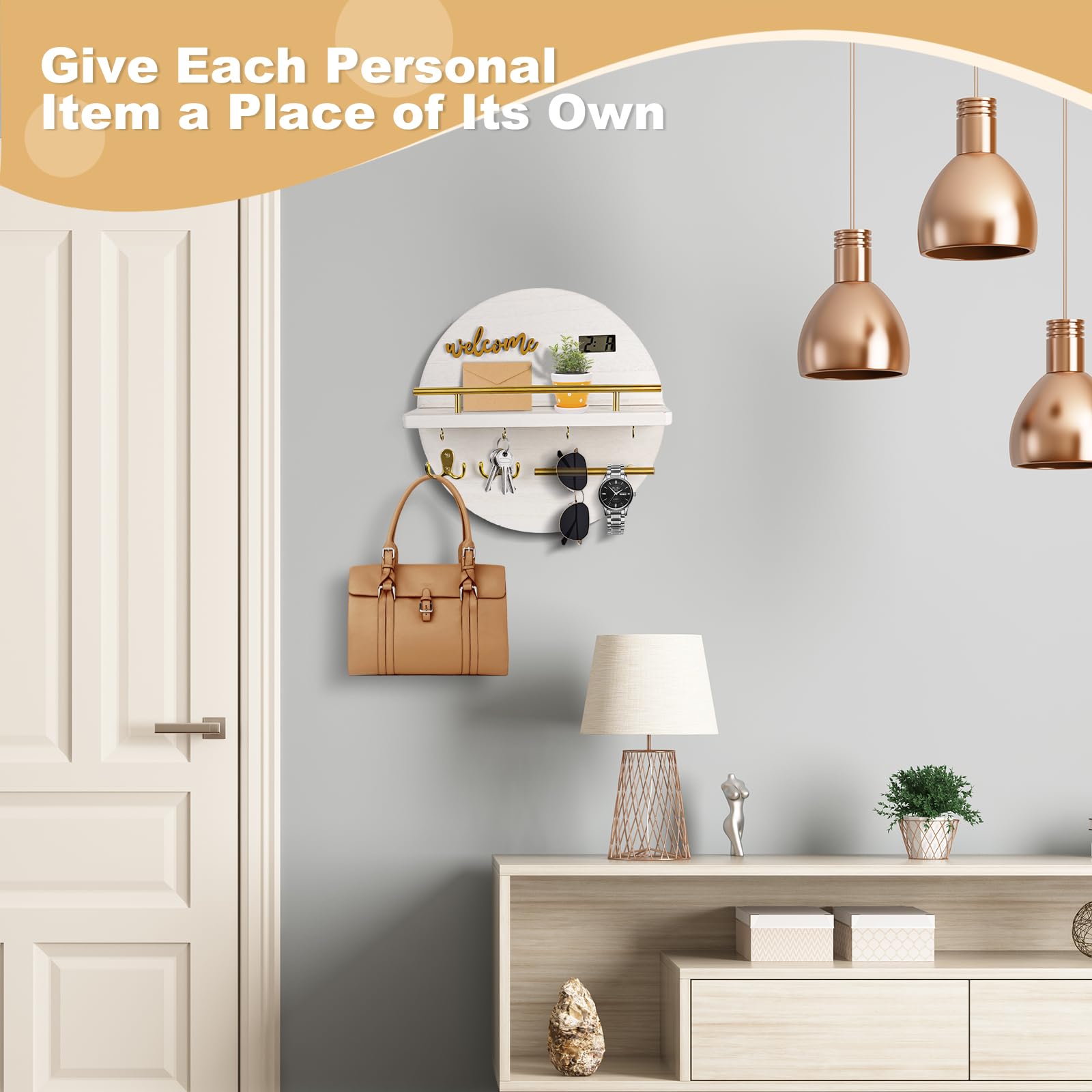 LEIRUOTM key mail organizer with hats and bags keeps daily essentials accessible
