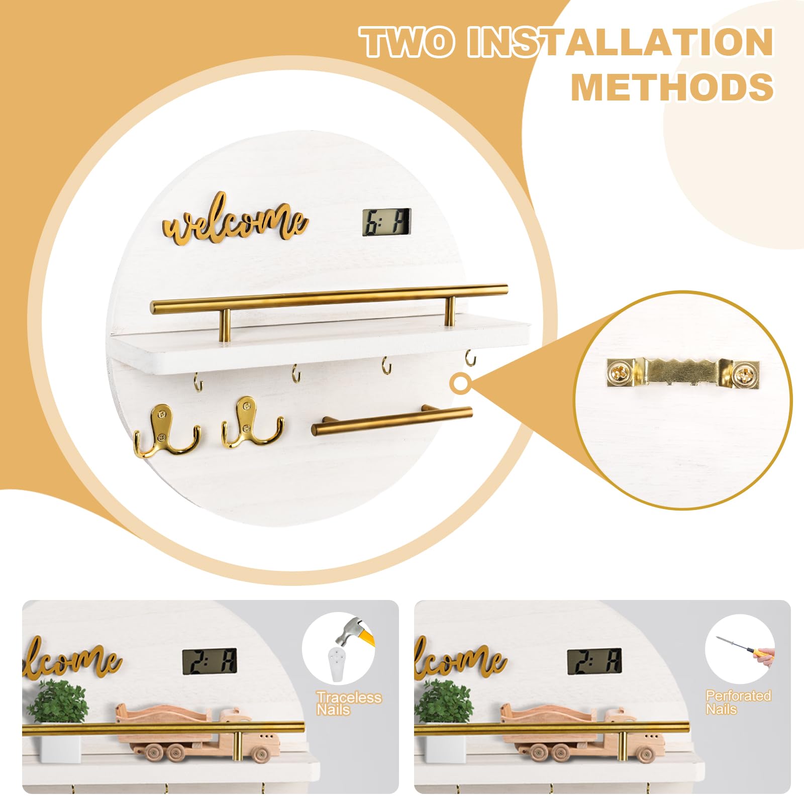 LEIRUOTM non-marking wall hooks protect walls while organizing keys