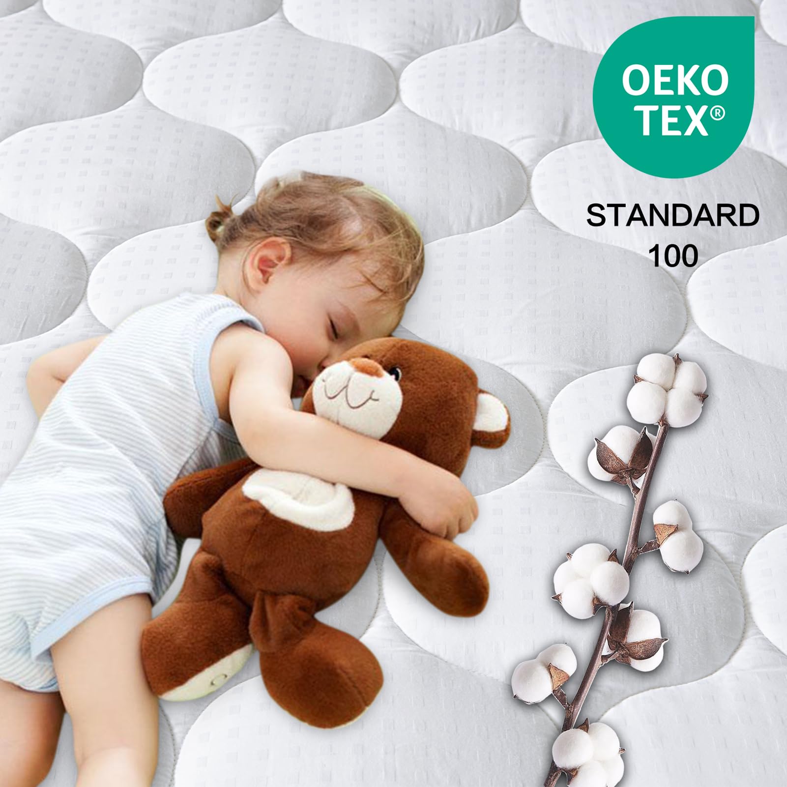 LEISURE TOWN Cotton King Mattress Pad breathable surface offers cool, airy sleep experience.