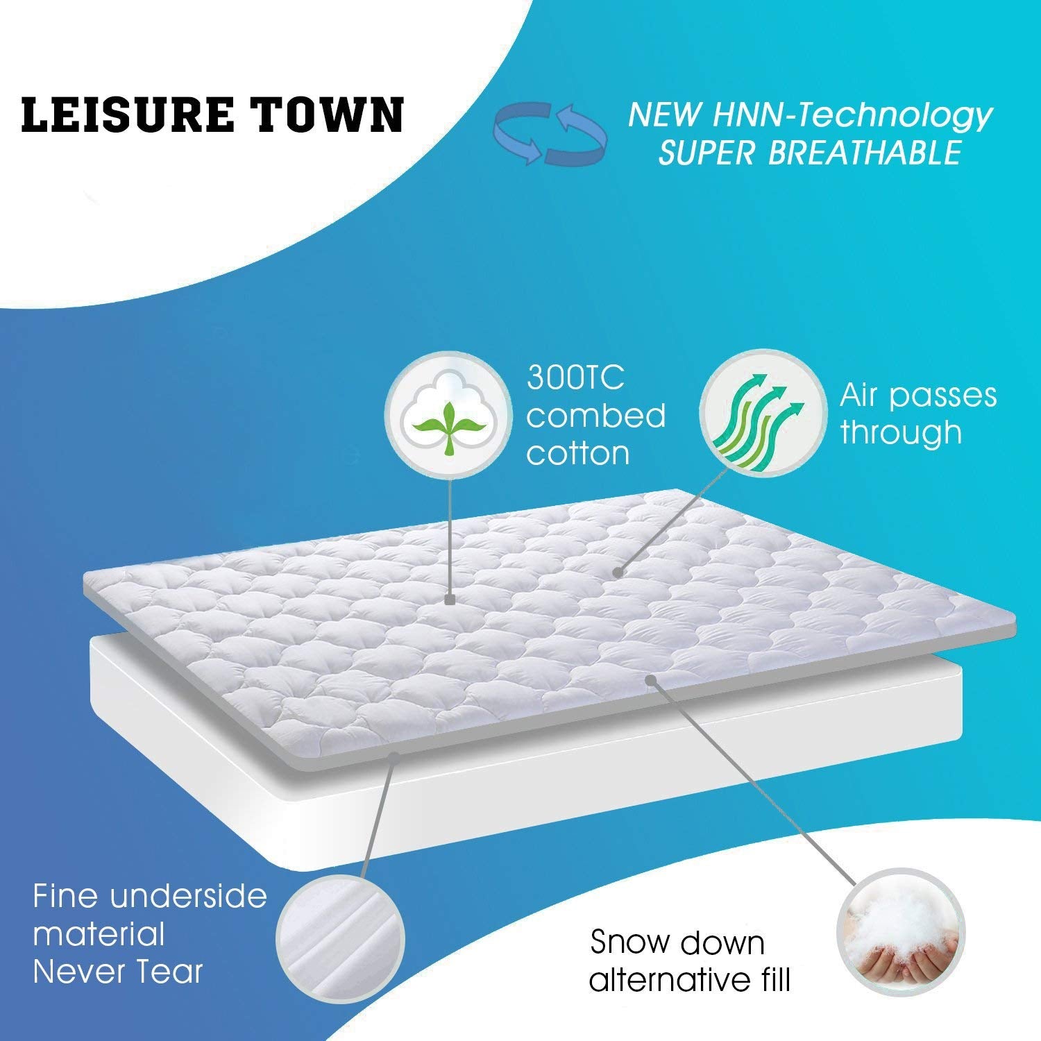 LEISURE TOWN Cotton King Mattress Pad down-alternative fill provides lightweight warmth and cushion.