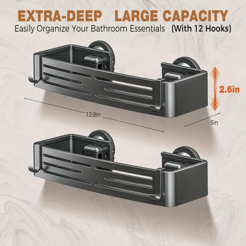 Suction cup caddy holds up to 22 pounds on smooth surfaces