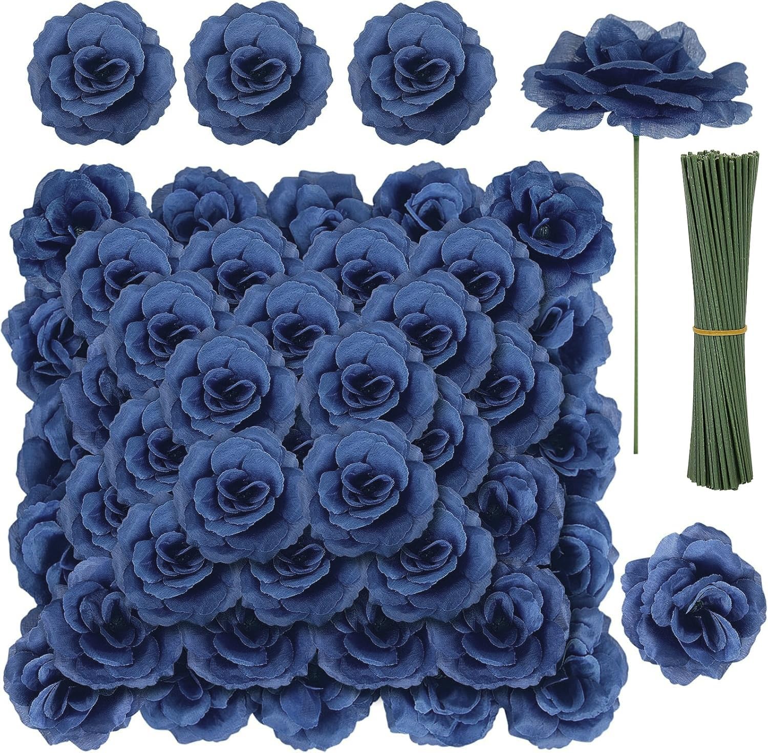 LELEE 108pcs royal blue rose heads for durable DIY bouquets