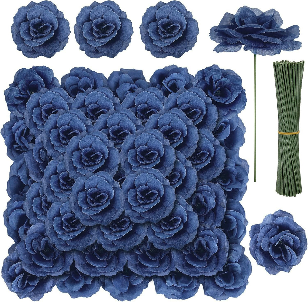 LELEE 108pcs royal blue rose heads for durable DIY bouquets