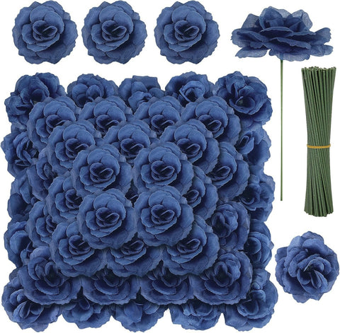 LELEE 108pcs royal blue rose heads for durable DIY bouquets