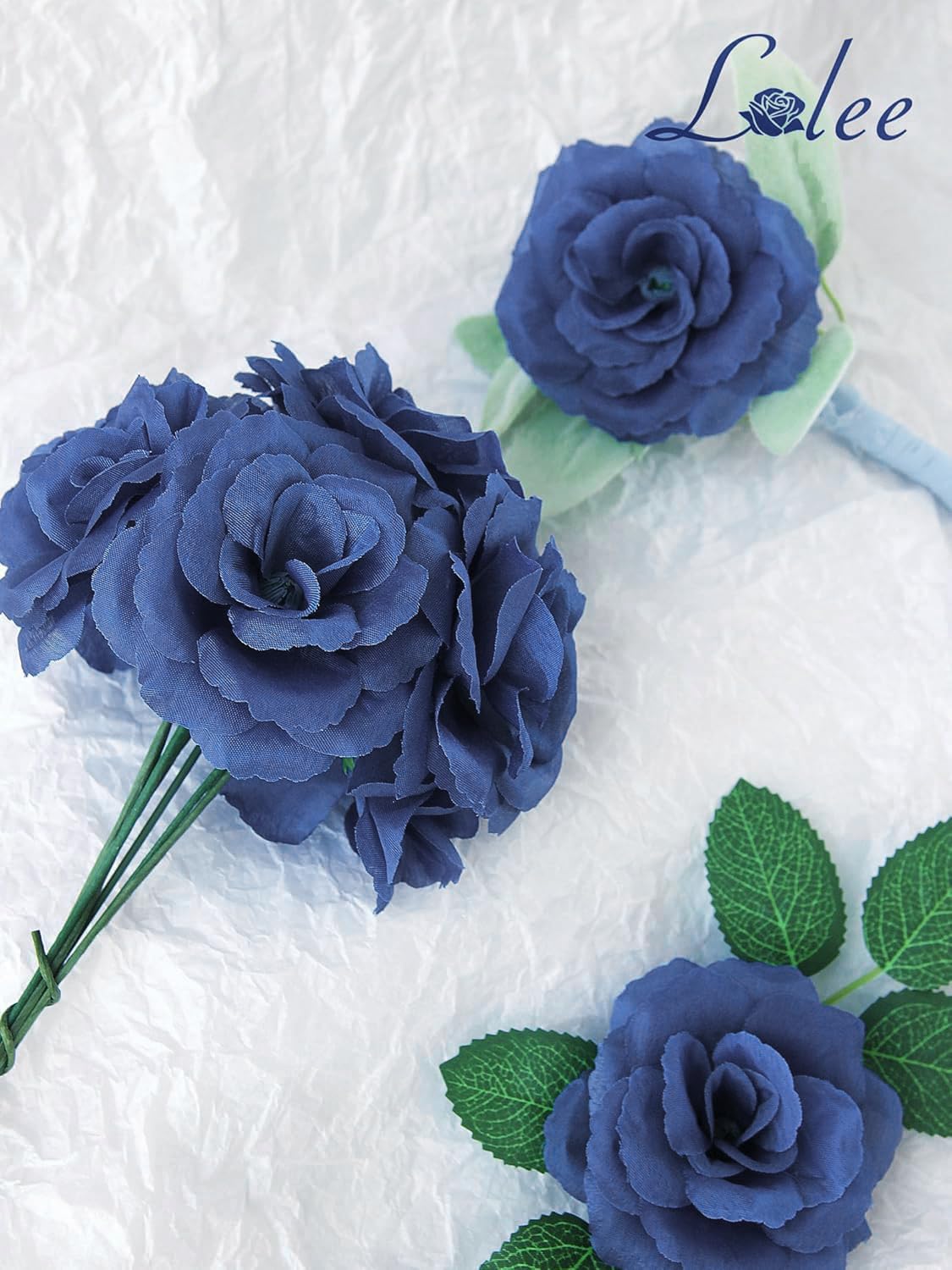 LELEE closeup of royal blue rose heads with realistic petals