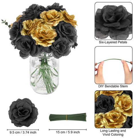 LELEE versatile black and gold roses for weddings and parties