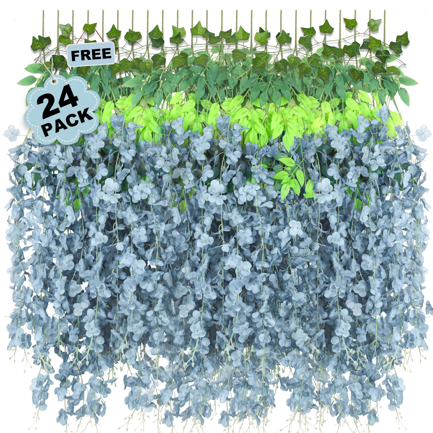 LELEE wisteria hanging flowers dusty blue garland adds timeless ambience to walls