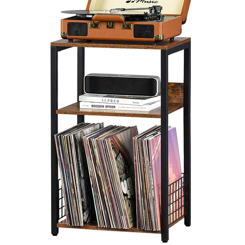 LELELINKY 3-tier end table with a spacious top surface for turntables.