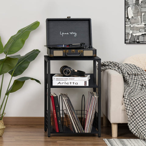 LELELINKY black end table side-angle demonstrates practical storage and versatility.