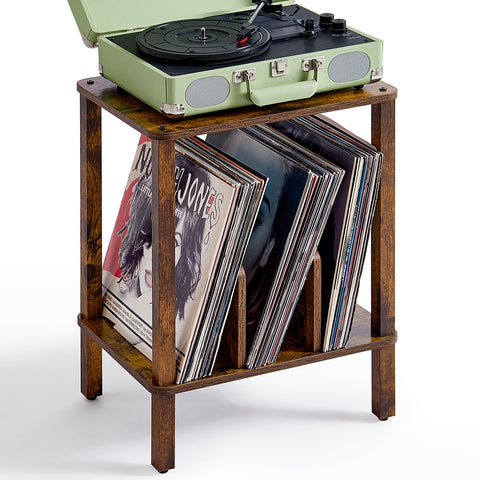 LELELINKY 2-tier stand front view with a spacious top for a turntable.