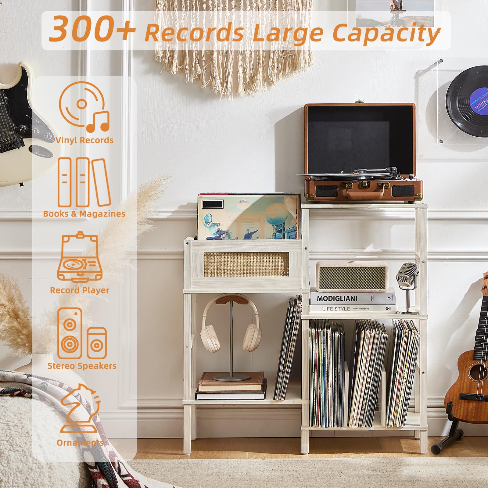 LELELINKY record player stand left-right placement option fits your room