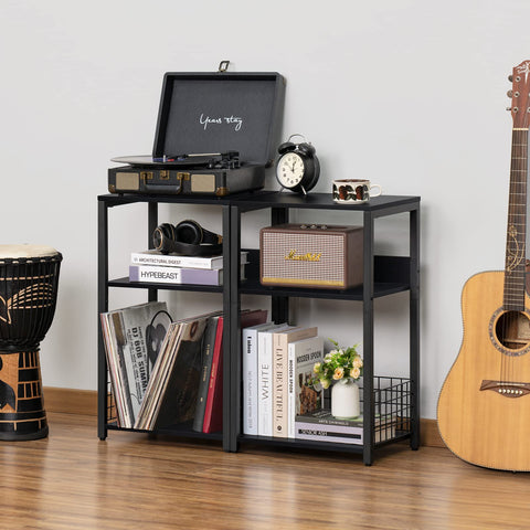 LELELINKY record storage shelves help organize vinyl and media neatly.