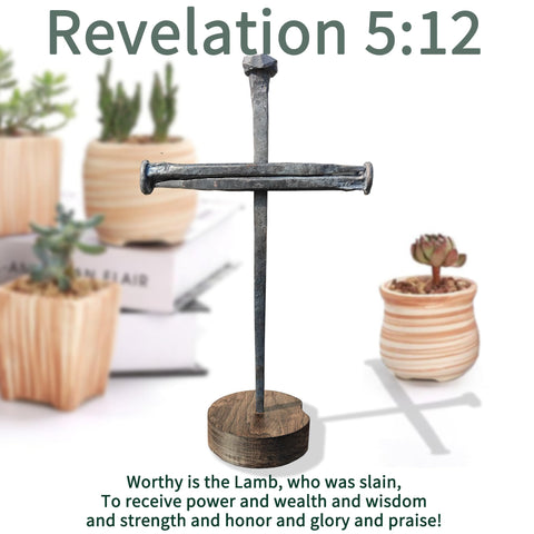 LeMeeOly cross with wooden base ideal for altar or shelf