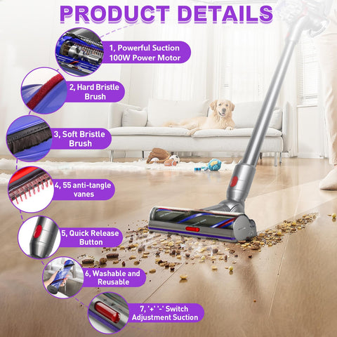 Lemige airflow adjustment switch controls suction for different surfaces.