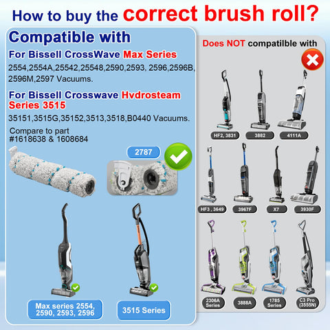 Lemige CrossWave Max brush-roll close-up shows dual-action bristles for tough debris.