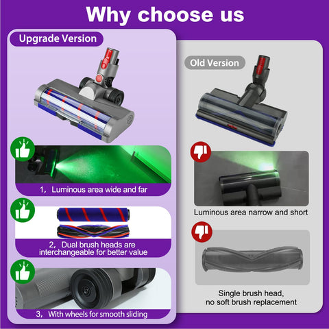 Lemige Dyson LED green head 90-degree swivel enables easy maneuvering.