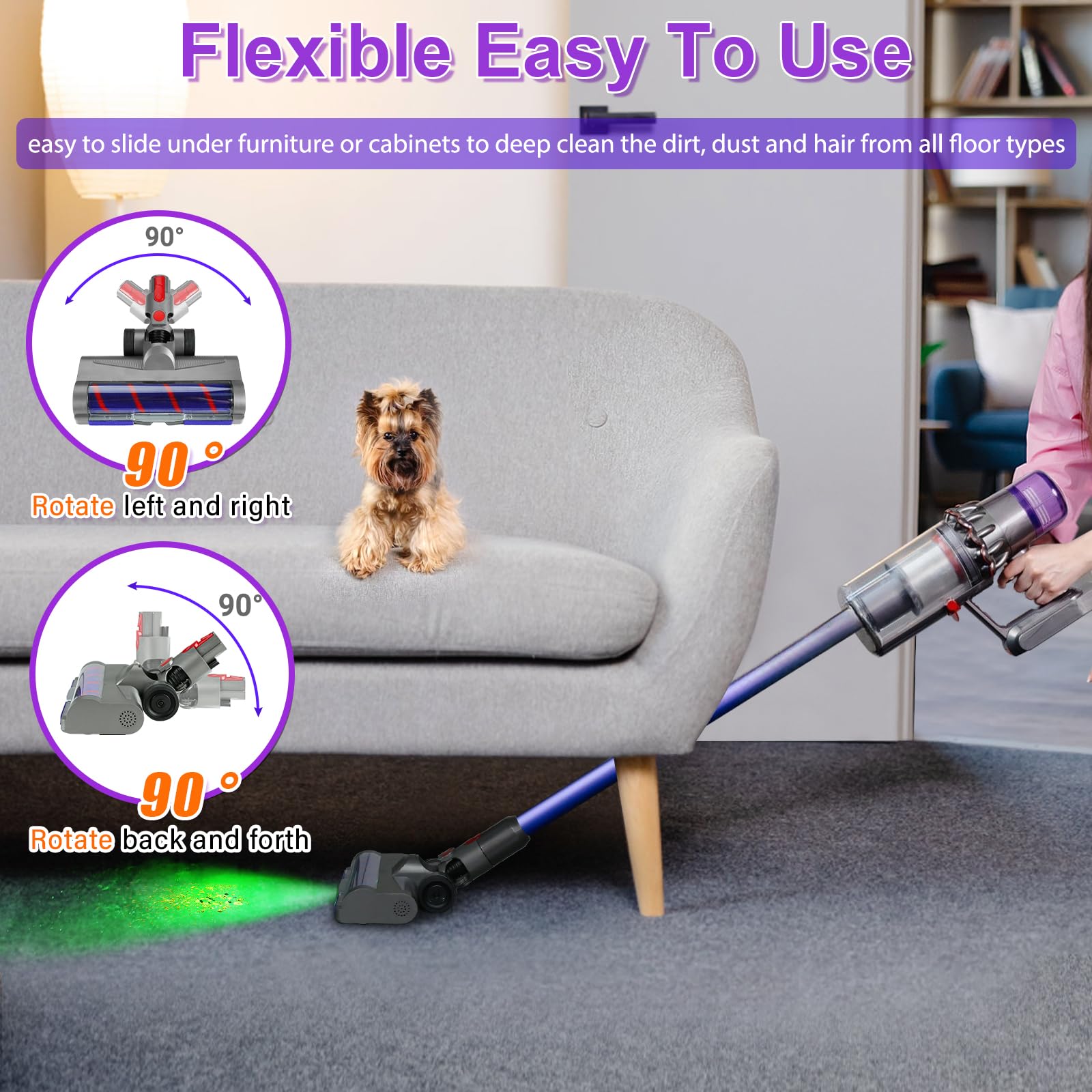 Lemige Dyson LED green head anti-tangle hair blades reduce wrap.