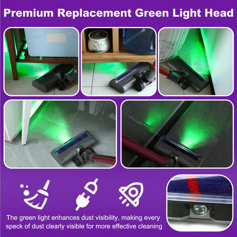 Lemige Dyson LED green head soft roller with carbon fibers for fine dust.