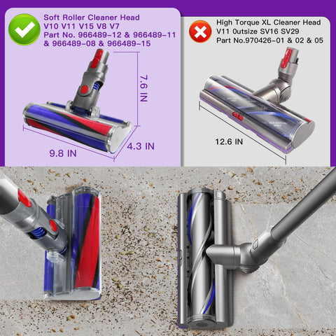 Lemige head for Dyson V8/V7, strong suction across surfaces.