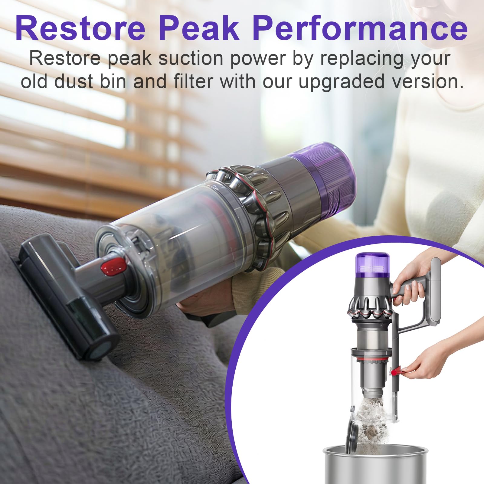 Lemige tool-free installation for quick swaps on Dyson V11/V15.