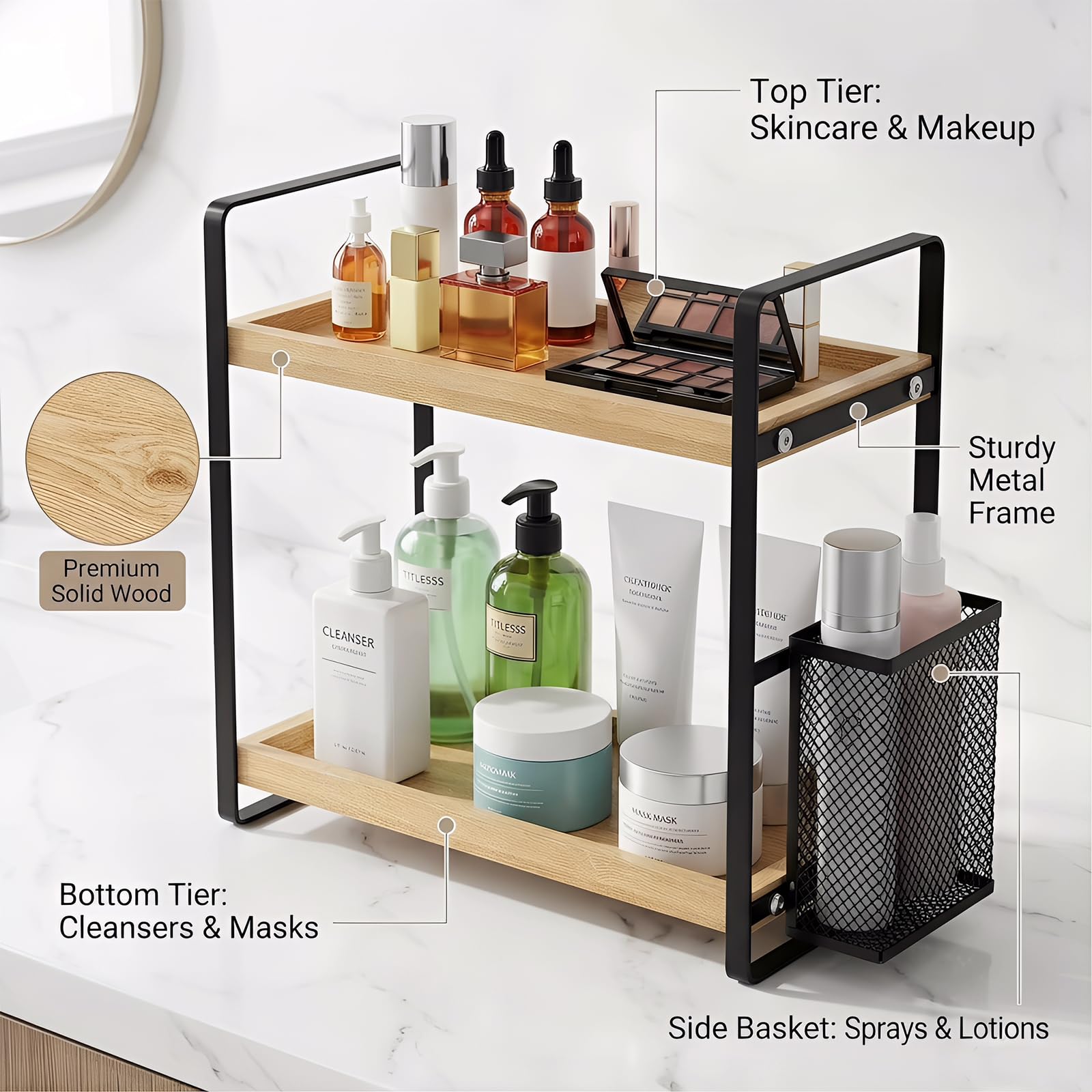 lemikkle waterproof vanity storage on counter for perfumes and skincare