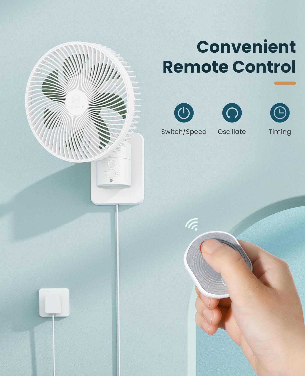 LEMOISTAR wall fan with four speed settings for customizable breeze