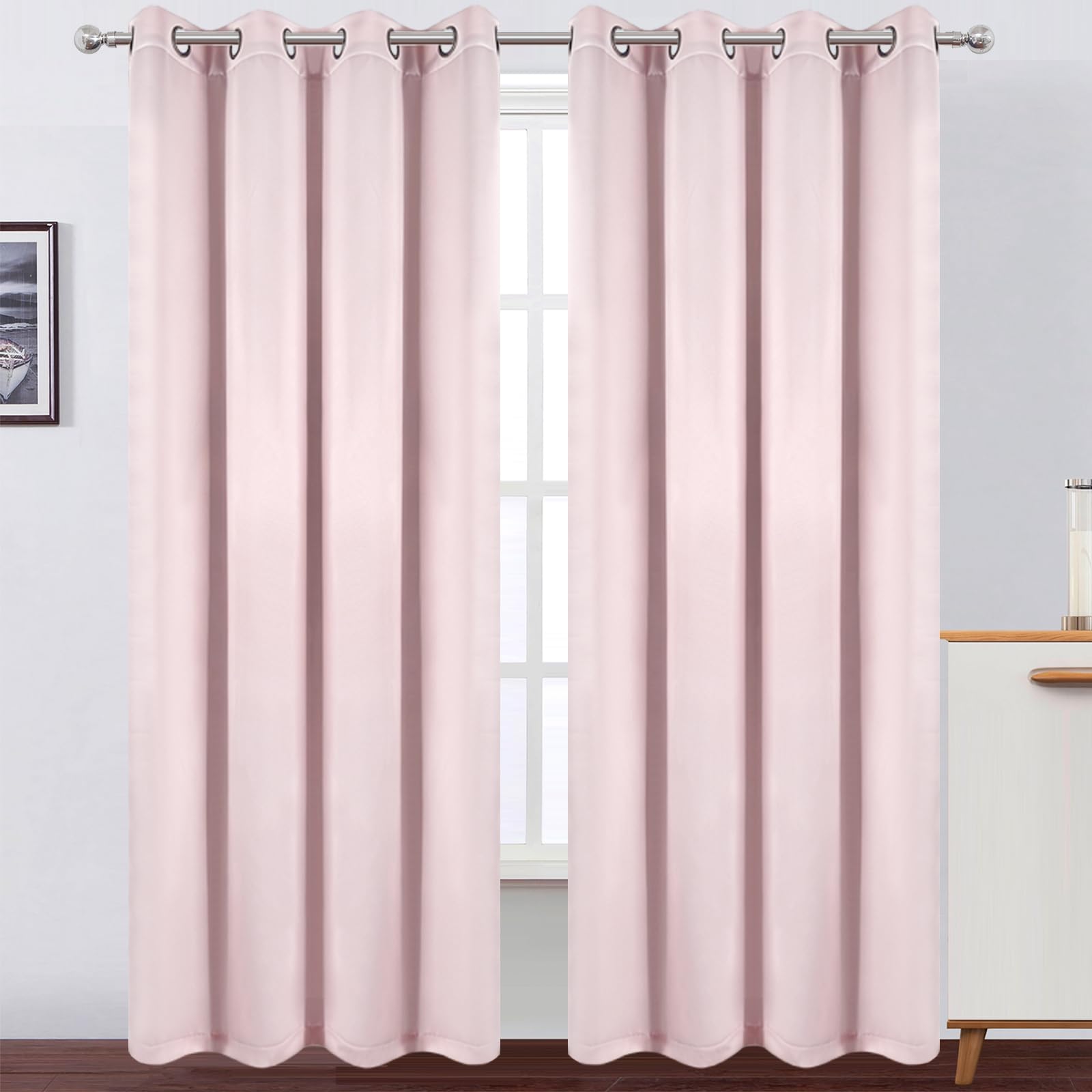 LEMOMO baby pink thermal insulated curtains ideal for a nursery setup.