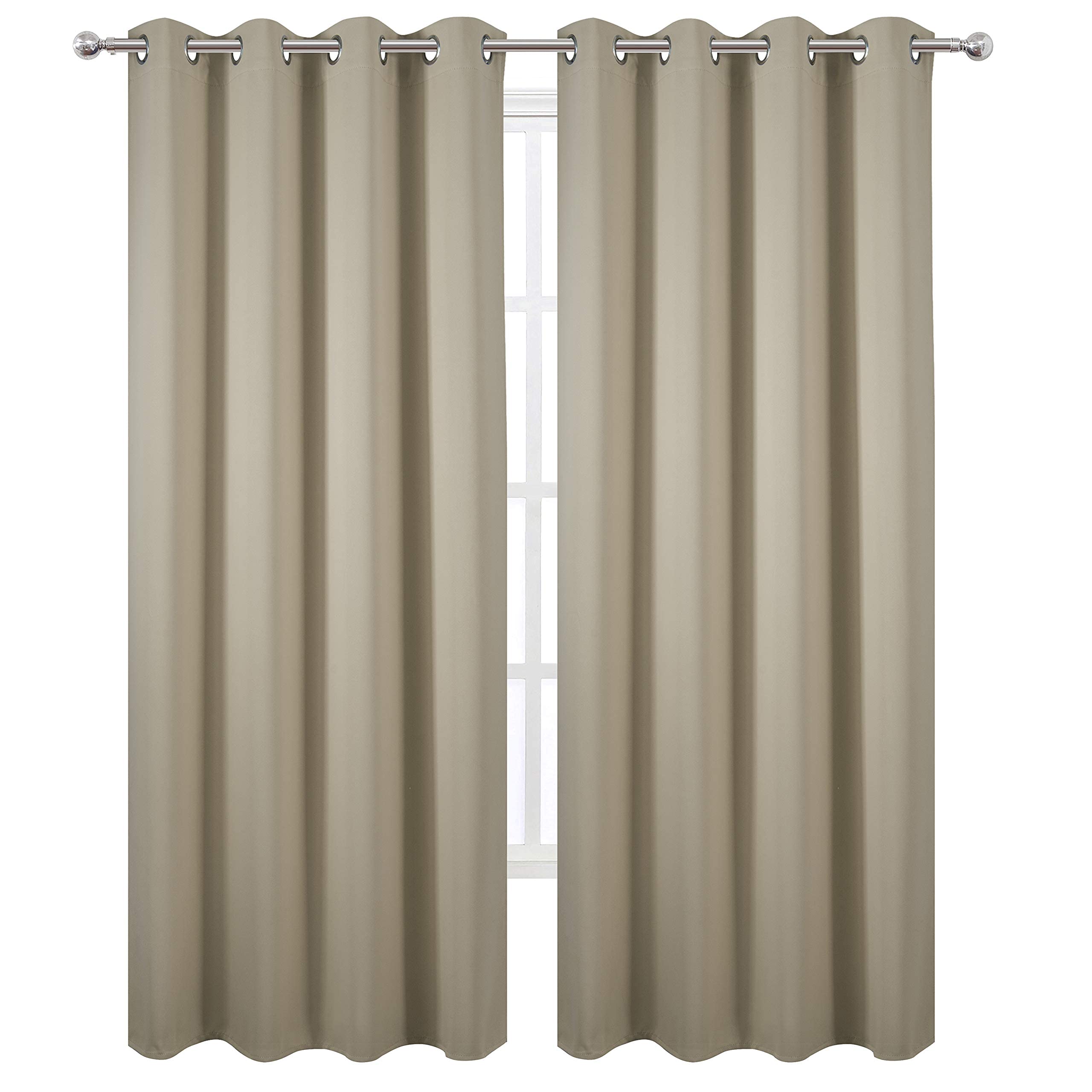 LEMOMO beige thermal curtains with 8 grommets enable privacy and simple setup